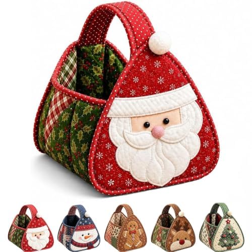 Christmas Character Quilted Carry Basket DIY Fabric Sewing Kit，#E