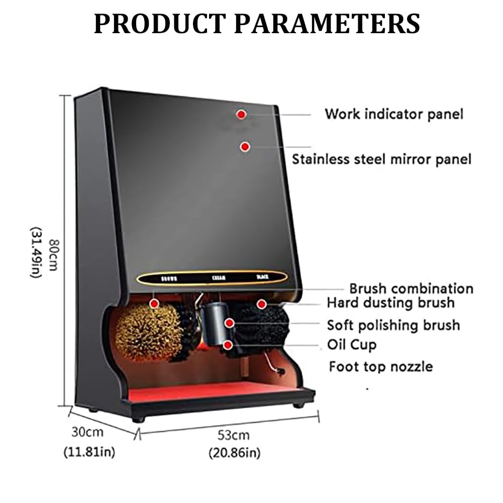 Abrillantador De Zapatos Automático con Sensor Inteligente, Sistema De Doble Cepillo, Abrillantador De Zapatos Eléctrico Manos Libres, 1200 RPM, Máquina para Lustrar Zapatos,E