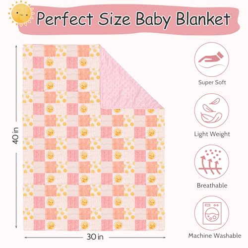 Image of Baby Blanket for Boys Girls, Super Soft Double Layer Mink Blankets with Dotted Backing, Lattice Sun Toddler Newborn Nursery Bed Blanket, Multicolor Printed Blanket, 30 X 40 Inches