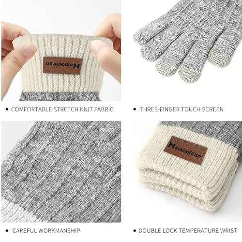 Homealexa Winterhandschuhe Touchscreen Handschuhe Strick Fingerhandschuhe Sport Warm und Winddicht Winterhandschuhe für Skifahren Radfahren und SMS, Geeinget für Damen und Herren