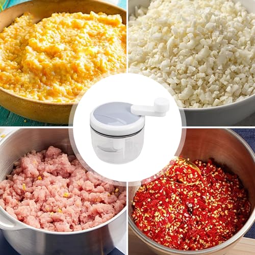 Manual de manejo - Chopper para ajo y verduras, mini manivela picada, robots de comida portátiles para el hogar | Pequeño helicóptero para comida, ajo compacto manual compacto y cebolla - imagen 2