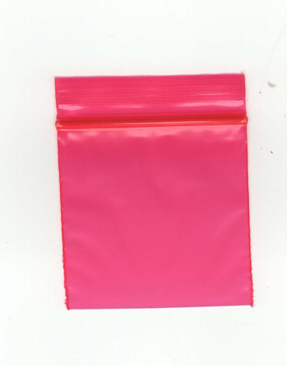 Fenny's Creations Clear Colour Transparent Reusable Grip seal Ziplock Bags Polythene Smell Proof Food Packaging Baggies Small 45mm x 45mm (Red Bags100pcs)