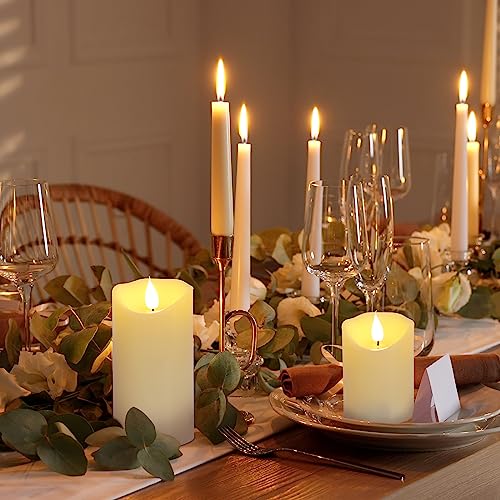 Image of Set of 3 Rechargeable Flameless LED Candles | Ivory Wax Look Plastic Candles with Remote Control and Wireless Charging Pad | Home Decor | Diwali | Festivals | Gifting | 3 inchx4 inch, 5 inch, 6 inch