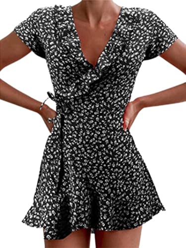 Robe d'été flottante WEITING pour femme en noir taille XL