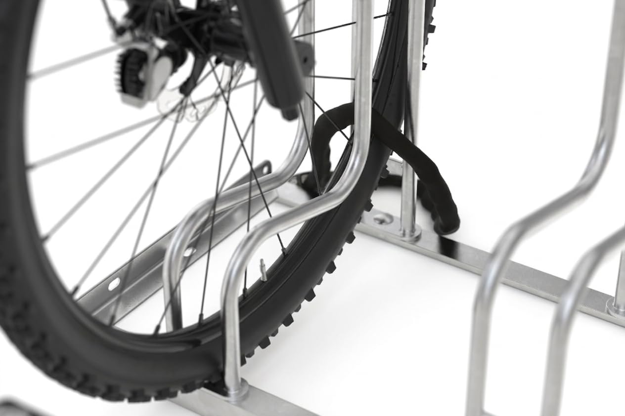 Hochwertiger Fahrradständer Standparker 4055 BR | Sicherer Radständer für Fahrräder mit breite Reifen| 5 Fahrrad Stellplätze | einseitig | Stahl verzinkt | Fahrradparker Bodenparker Mehrfachständer