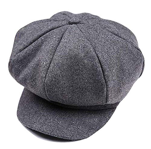 JIHUOO Enfant Casquettes Plates Newsboy Béret Chapeau Visière Gavroche Casquette Gris Cover