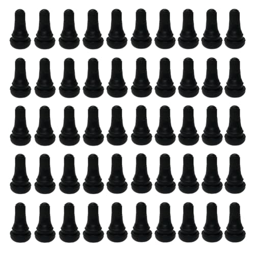 Image of 50Pcs TR412 Tubeless Valve Stems, Black Rubber Snap-in Valves Tubeless Tire Valve Stems Replacement for Tubeless 0.453 inches Rim Holes on Standard Auto Tires