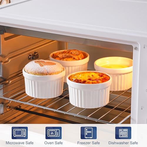 LOVECASA Ramekins 8 oz for Creme Brulee, Porcelain White Ramekin Set Souffle Dishes Oven Safe for Baking and Dipping Sauces Bowls, Heart-shaped Bottom, Set of 6 - Image 6