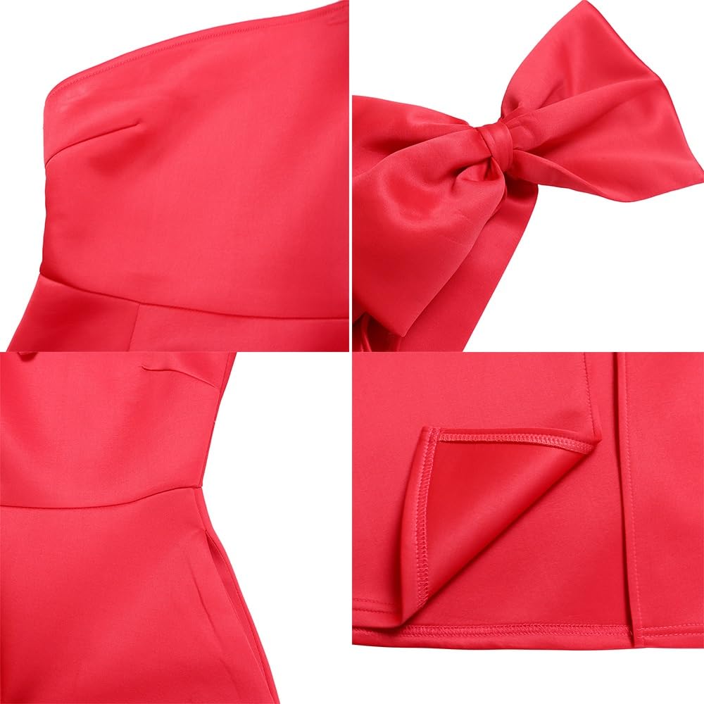 Vestido De Noche De Un Solo Hombro Para Fiesta Con Lazo Vestido De Noche Formal Elegante Para Invitada De Boda, Largo Hasta El Suelo, Con Abertura En El Bajo Y Corte En A