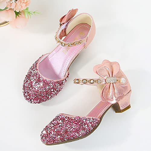 Girls Mary Jane Dress Shoes Rhinestones Bows Flower Girl Wedding Low Heels Pump Shoes Toddler Sandals Kids3