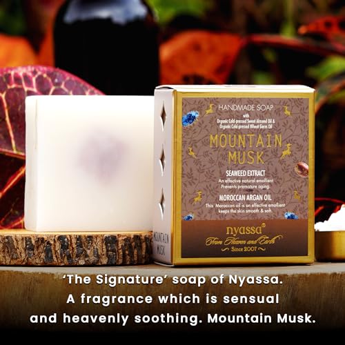 Image of Nyassa Mountain Musk Natural Bathing Handmade Soap | Seaweed Extract & Moroccan Argan Oil | All Skin Type 150gm