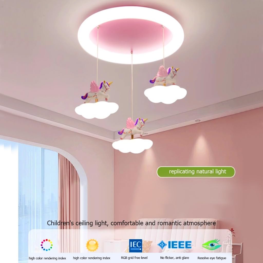 Kinderzimmer Deckenleuchte LED Wolke Schloss Einhorn Dimmbar Deckenlampe 3 Farbtemperaturen Kinderlampe Für Mädchen Jungen Modern Kinderzimmerlampe Für Spielzimmer Schlafzimmer