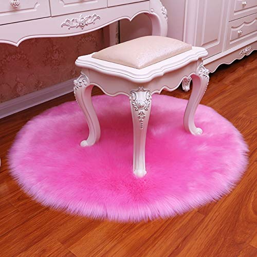 Super Doux Rond Tapis,Tapis De Laine De Fausse Fourrure Shaggy Moelleux Aliments Pour Sofa Floor Ou Living Room Décorer à La Maison,Enfants Jouent Aliments Girls Runner Tapis-Rose Diameter30cm(12inch) Cover