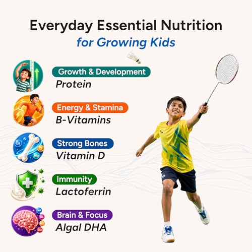 Image of Tata 1mg Grogood Kids Milk Mix (7-12 Years) - Chocolate Flavor | 400g | Premium Kids Protein Powder for Growth & Immunity | 9g Protein | No Refined Sugar | 5 Nuts, Grains & Seeds | With added DHA, 21 Vitamins & Minerals and Lactoferrin