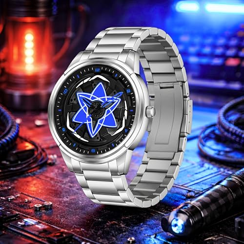 Image of Branded Men's Sport Quartz Watch Ninja Wheel Dial 360 Rotating Casual Fashion Stainless Steel Alloy Mens & Boy's Luxury Metal Gift Creative Watch