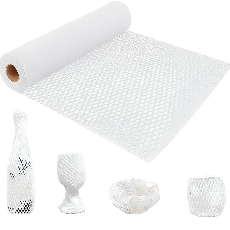 Image of Honeycomb Paper Wrap for Packing | Shock-Absorbent Expandable Kraft Cushion Paper for Gifts, Moving & Shipping Protection (white, 10 Meter x 15 inch Roll)
