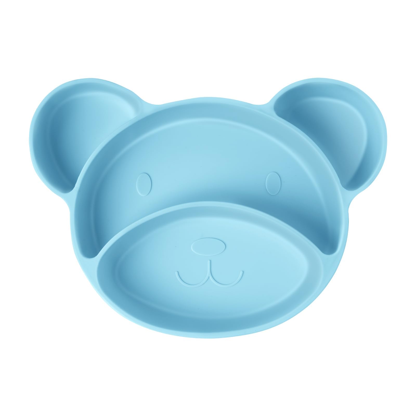 Vicloon Baby Teller, Baby Tischset, Silikon Babygeschirr Rutschfest mit Saugnäpfen, BPA-Freie, Kann in der Spülmaschine und Mikrowellem, Kinderteller für Kleinkinder und Kinder-Bär