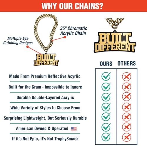 TrophySmack 'Built Different' Turnover Chain - Chrome Gold & Black Acrylic2