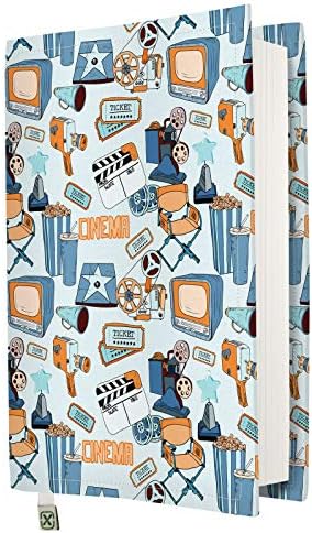 Book Cover - Hard Books Cover for Paperback, Washable Fabric, Book Protector- Padded, Tablet Pc Case Cover for Adult (Cinema, M)