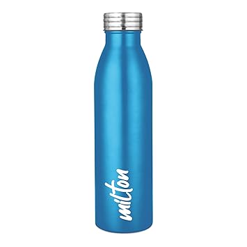 MILTON Breeze 1000 Stainless Steel Water Bottle 1000 ml, Single Walled, ISI Certified I Leak Proof Lid, Rust Proof I For School, Office, Gym I Mettalic Blue