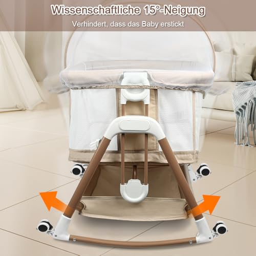 Lit cododo bébé HUOLE blanc cassé avec matelas et hauteur réglable