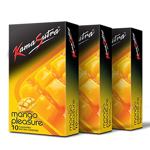 Image of KamaSutra Mango Flavored Condoms for Men 10 Count, Pack of 3