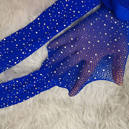 Bas Mode Collants Résille Brillants Collants Sexy Paillettes Petite Maille Mince Collants Femmes (Rose Taille Unique) (Bleu Royal Taille Unique)