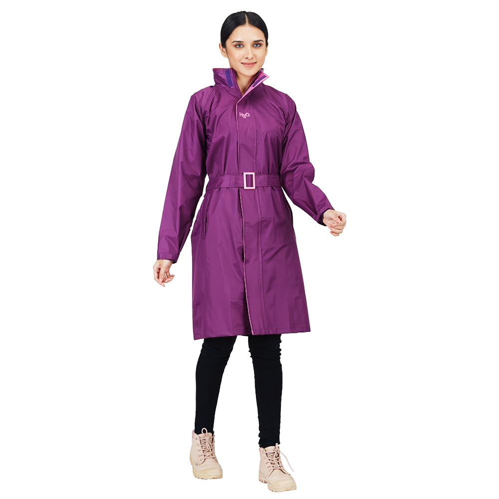 H2O Femina for Women Waterproof | Front Zip Closure & Attached Hood | High Neck Collar Prevents Water Seepage | (M, Wine)-image-25