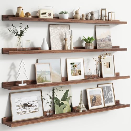 FLYJOE Floating Picture Ledge Shelves for Wall Set of 4, 48 Inch Wall Shelves with...