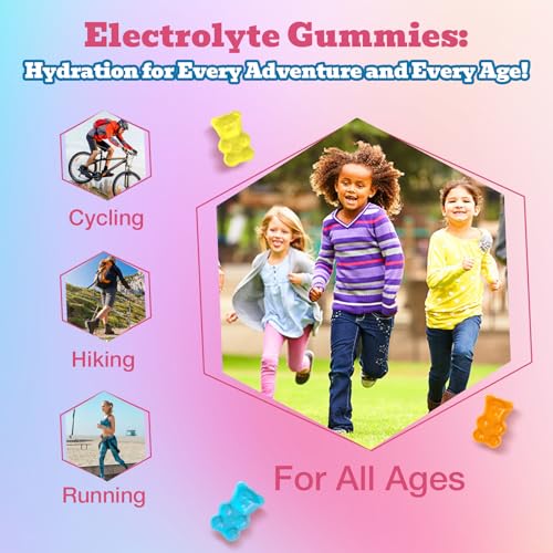 Image of Electrolyte Gummies Sugar Free | Electrolyte Hydration Energy Gummies for Running & Sports - Energy Chews with Calcium & Vitamin C for Kids & Adults, Multiple Mixed Flavors, Gluten-Free, 180 Count