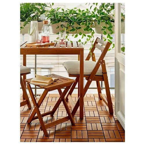 イケアIKEA エップラロー屋外用 折りたたみ木製テーブル ダーク