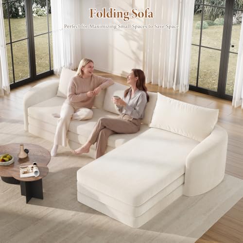 Image of Vesgantti 6 in 1 Convertible Folding Sleeper Sofa Bed, No Assembly, Beige