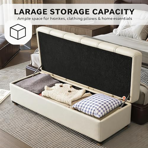 Banc de rangement ottoman en cuir synthétique et cadre robuste - 7
