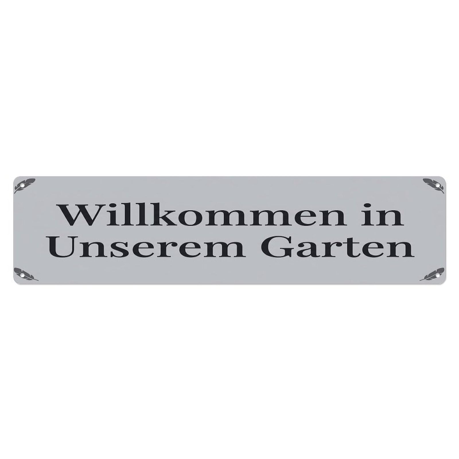 Vintage Welcome to Our Garden Dove Gray Metal Tin Sign