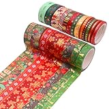 Moosono 21 Rollen Weihnachts Washi Tape Set, Bunt Dekoratives Klebeband, Selbstklebendes Klebeband Papier Tape für Scrapbooking, Geschenkverpackungen, DIY Weihnachten Handwerk (4 Größen)