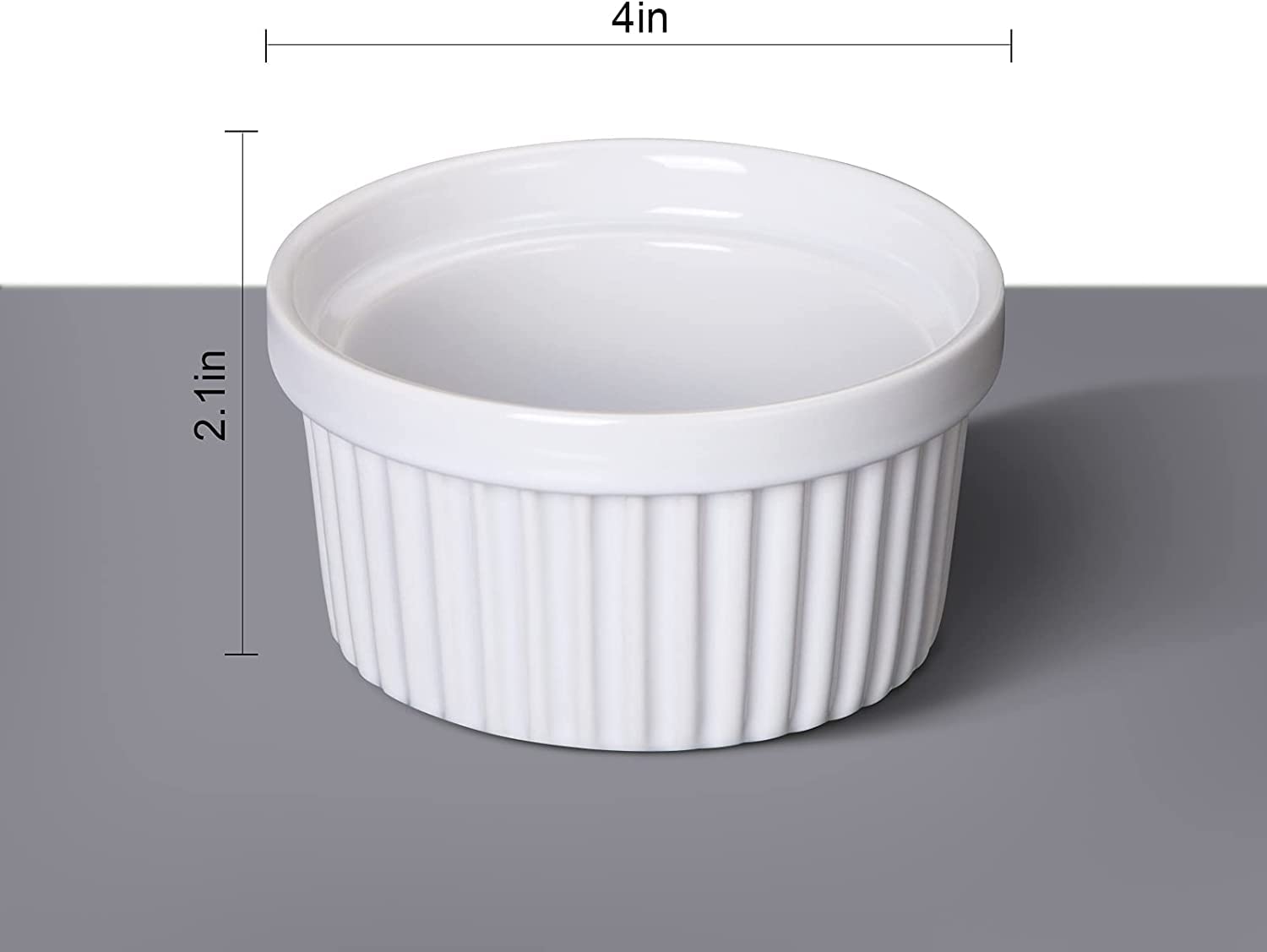 8 Oz Ramekins Set of 8, Ceramic Ramiken Oven Safe, Stackable Souffle Cups, Creme Brulee Ramekins for Baking, Dessert, Ice Cream, Snack, Souffle Dishes (White)