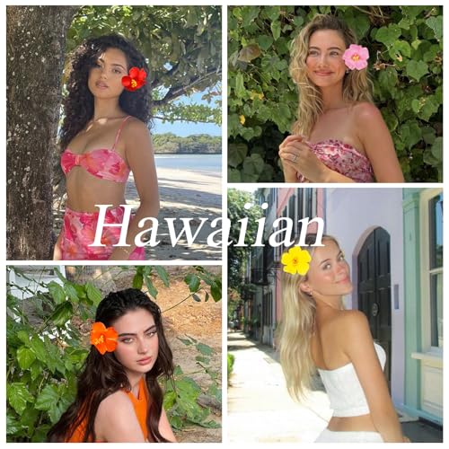 Set de 5 pinzas de flores hawaianas para mujer miniatura 7