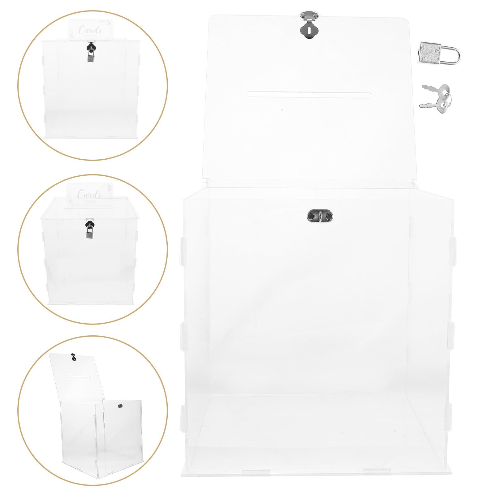 Caja de Acrílico Transparente con Cerradura, para Tarjetas de Boda