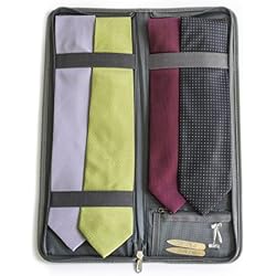 Lean Travel Tie Case Organizer, Grey, Holds Up to 6 Ties, Cufflink Pocket