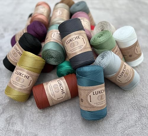 Cordon polyester pour macramé sauge fil 2 mm x 230 m en polypropylène