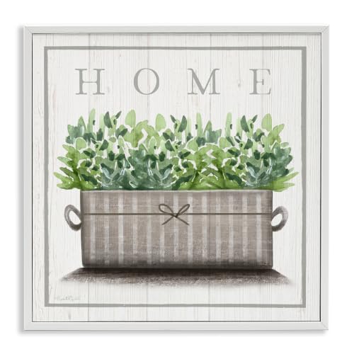 Stupell Industries Country Home Potted Plant Rustic Pattern Sign, Design by Elizabeth Tyndall, Green, 12 x 12