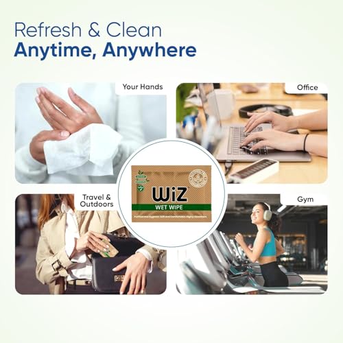 Image of Wiz Single Refreshing Wet Wipes - Individually Wrapped Single Sachet (Pack of 500) | Alcohol & Paraben Free| Hand & Face Cleaning Wipes for Restaurants, Events, Hotels & Bulk Commercial Supply