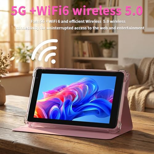 Image of ATOZEE 7 Inch Android Tablet with Case, Android OS Tablet PC, 32GB ROM+ 8GB RAM Tabletsa Quad-Core Processor Android Tableta pc Dual Camera,5G WiFi 6, BT Computer Tabletas,mini Tablets (Pink)