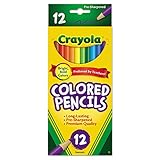 Crayola 684012 Long Barrel Colored Woodcase Pencils, 3.3 mm, 12 Assorted Colors/Set
