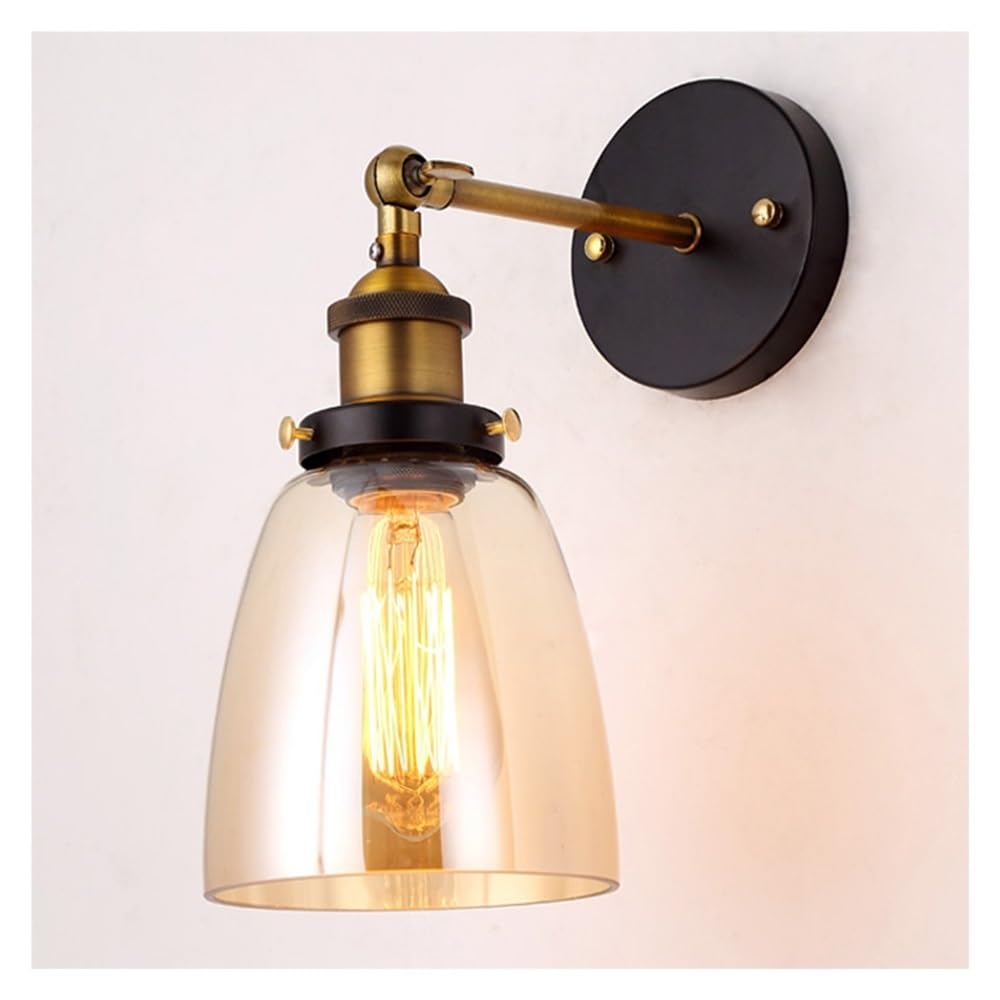 JKJZSALJ Indoor Wall Lights Fixtures Vintage Brass Hallway Wall Lamps Modern Swing Arm Adjustable Aisle Bedside Wall Sconces For Living Room Bathroom Vanity/Amber/B,Transparent-E,Amber-a