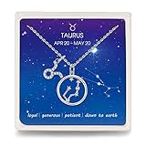 Presentski Taurus Zodiac Pendant Necklace 925 Sterling Silver Astrology Horoscope with Message Card