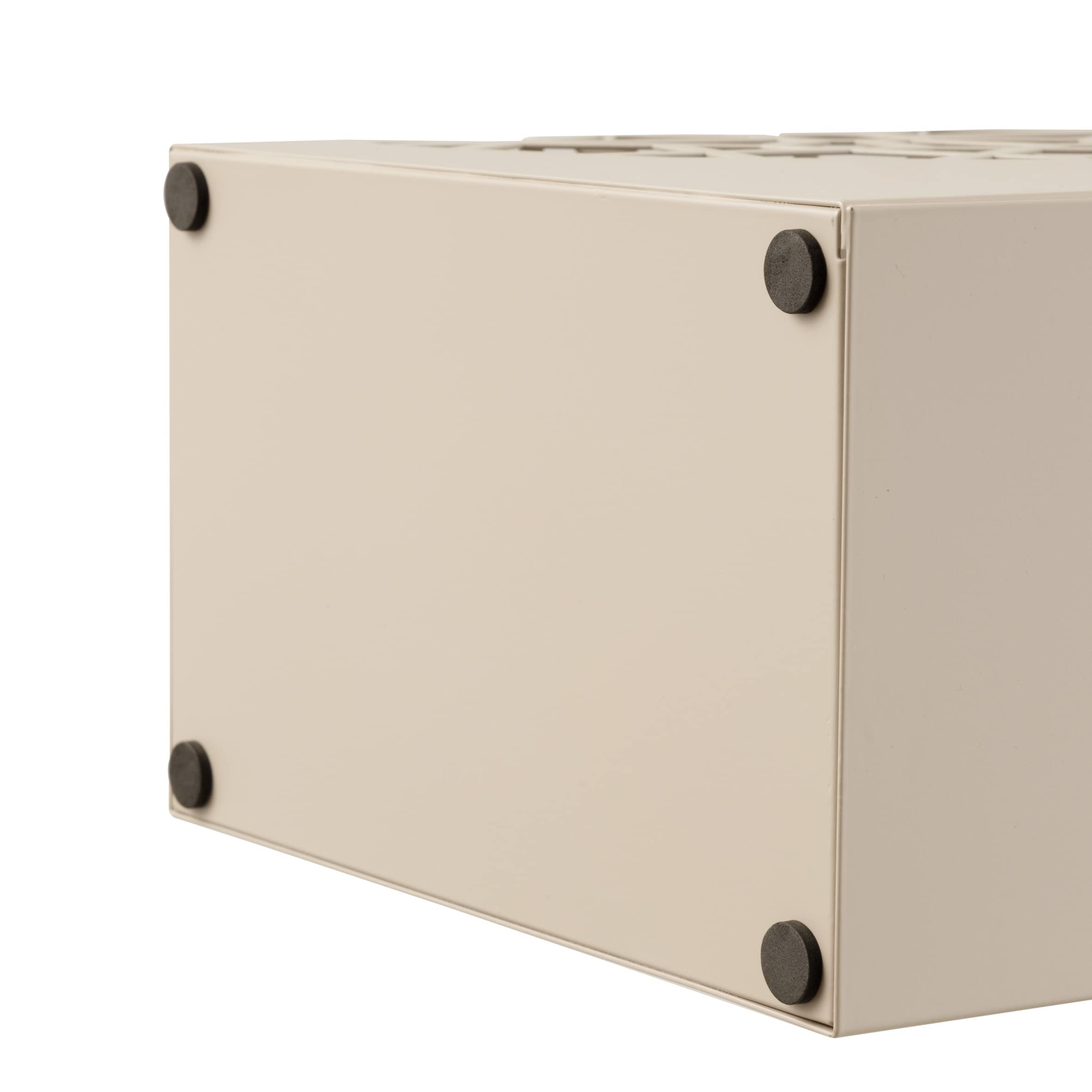 Baroni Home Modernes Design Schirmständer aus Metall, quadratisch, 2 Innenhänger, abnehmbarer Regenwasserschale, Taupengrau, 25x15x50 cm