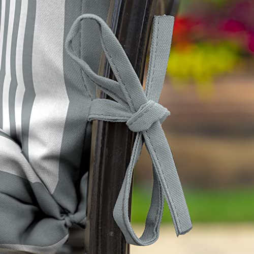 Arden Selections Outdoor Dining Chair Cushion 20 X 20, Stone Grey Cabana Stripe #TOP5