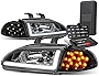 LED DRL Black Housing Clear Corner Headlight Lamps+Tool Kit Compatible with Honda Civic 2/3Dr 92-95