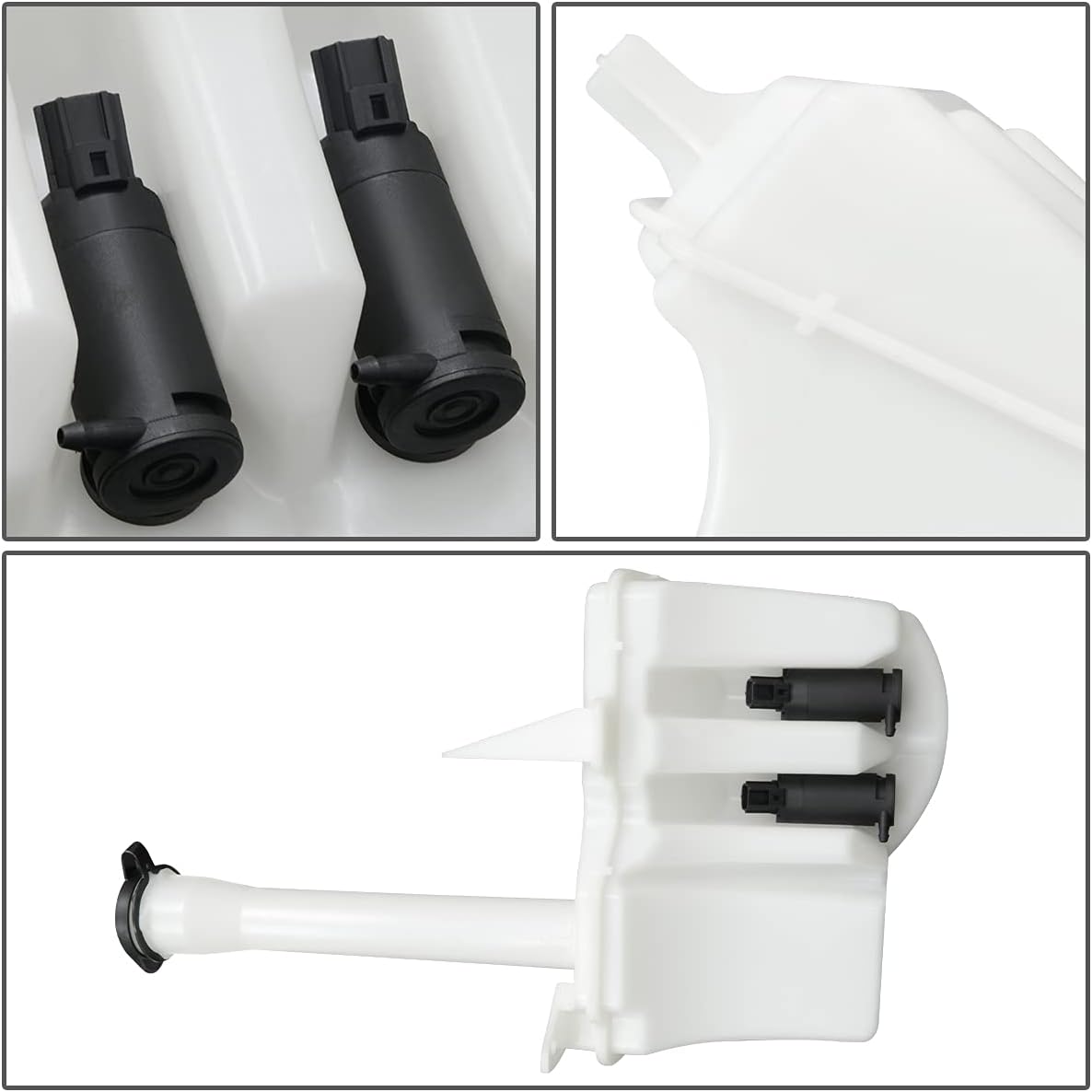Auto Dynasty FO1288102 Factory Style Car Windshield Washer Reservoir Tank - Reservoir Cap | Washer Fluid Pump - Compatible with Ford Escape Mercury Mariner 01-07, White